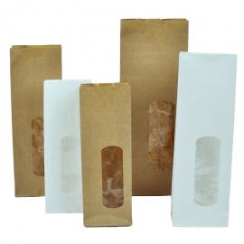 Papieren blokbodemzakjes met venster (per doos)