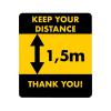 Waarschuwingssticker keep your distance 1,5m (EN)