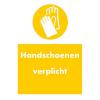 Veiligheidssticker handschoenen verplicht geel