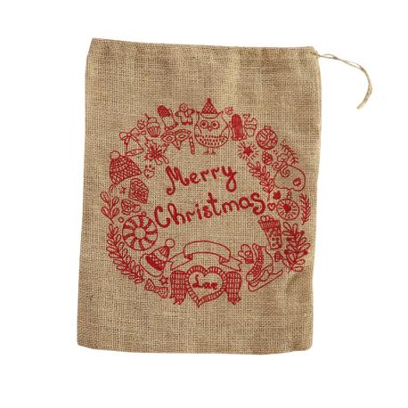 Jute zak met Merry Christmas 30 x 40 cm gebruik: Jute zak met Merry Christmas 30 x 40 cm