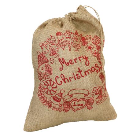 Jute zak met Merry Christmas 30 x 40 cm 