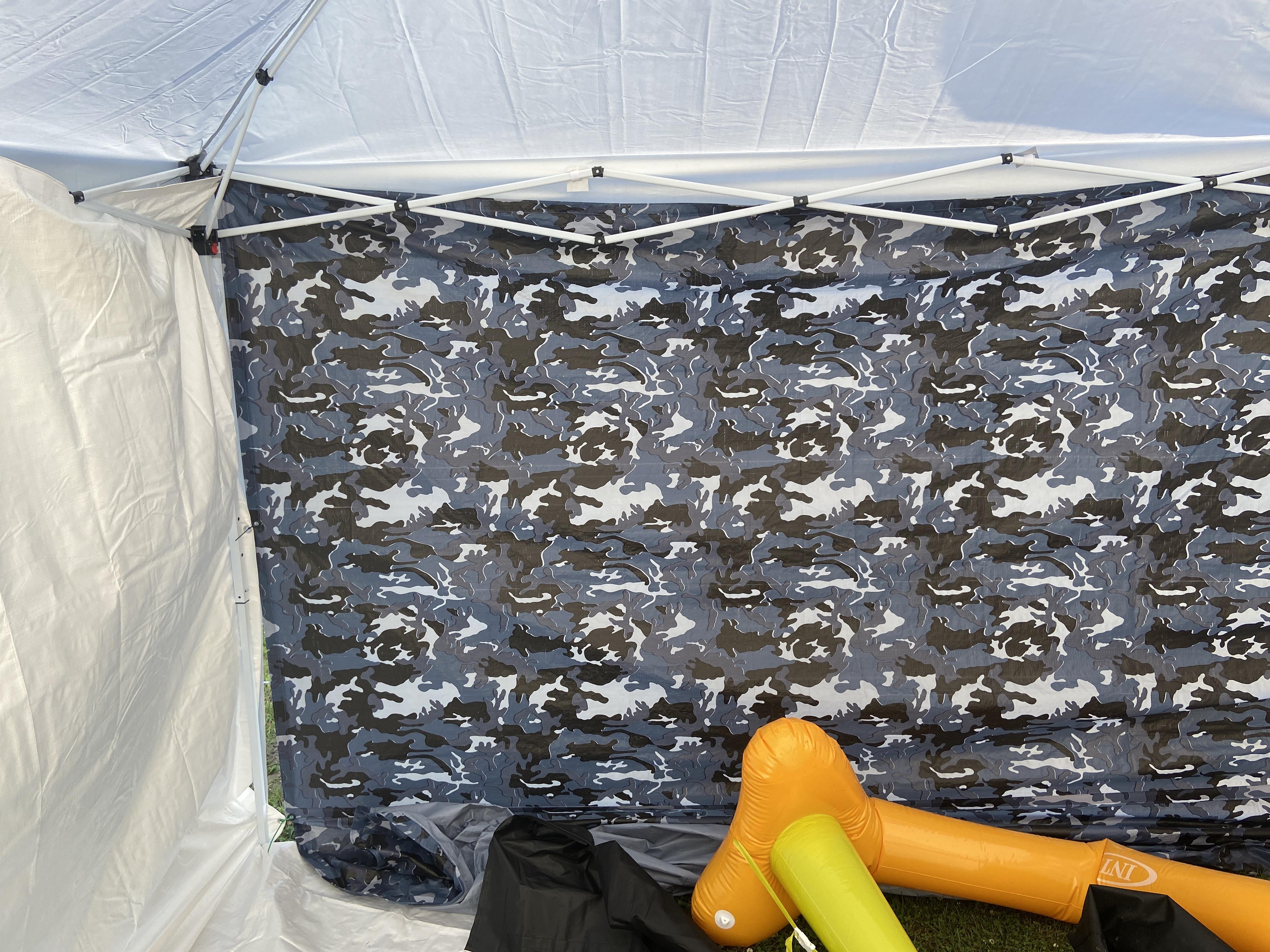 Afdekzeil camouflage blauw (100gr/m²) gebruik: Zijwand party tent 
